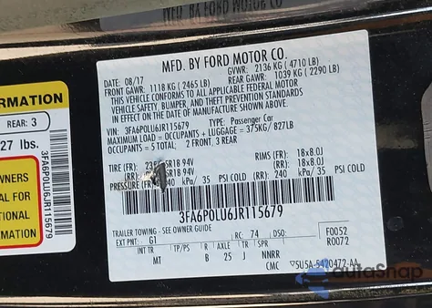 2018 Ford Fusion Hybrid Se z USA, uszkodzony, nr VIN 3FA6P0LU6JR115679